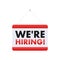 We are hiring label. Join Our Team. Office Chair, Vacant. Vector stock illustration.