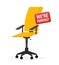 Hiring office chair, great for any purposes. Creative design. Cartoon illustration with red hiring office chair for