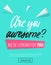 Hiring poster design concept with pink and blue colors and lettering inscription \