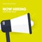 We are hiring. Recruiting banner with megaphone. Vector illustration.