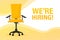 Hiring yellow office chair, great for any purposes. Creative design. Cartoon illustration with we are hiring for concept
