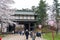 Hirosaki Park in springtime cherry blossom season sunny day at Otemon Gate Entrance