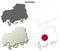 Hiroshima blank outline map set
