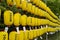 Hiroshima - Japan, May 25, 2017: Yellow lanterns with the names