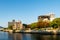 Hiroshima landscape with the view of The Hiroshima Peace Memorial Atomic Bomb Dome and Motoyasu River.