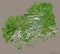 Hiroshima, prefecture of Japan, on solid. Satellite
