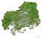 Hiroshima, prefecture of Japan, on white. Satellite