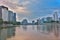 Hiroshima Skyline and the River in Japan.