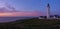 Hirtshals lighthouse at sunset on the coast