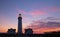 Hirtshals lighthouse at sunset on the coast
