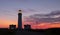 Hirtshals lighthouse at sunset on the coast