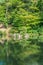 Hisagoike pond at Kenrokuen Garden. Kanazawa City, Japan.