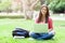 Hispanic college student with laptop