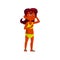 hispanic girl child in swimming suit shocked cartoon vector