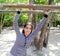 Hispanic latin teenager girl playing in park