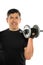 Hispanic Man Curling Dumbbell