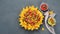 Hispanic mexican food, nachos with meat, corn and halapenjo on dark background