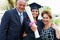 Hispanic Student And Parents Celebrate Graduation