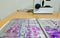 Histopathology slides stained with leishman stain, displayed and ready for microscopy