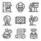 Historian icons set, outline style