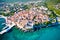 Historic  Adriatic town of Krk aerial view, Island of Krk