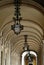 Historic arcades in the downtown of Lisbon on the Comercio Square