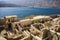 Historic architectural buildings on the island of Spinalonga. Buildings in the Spinalonga fortress in Crete, Greece