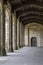 Historic archway with stone columns and wooden ceilling