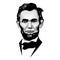 Historic Black White Monochrome Vector Line Art President Abraham Lincoln