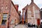 Historic bright brick buildings restored in Groningen, The Netherlands