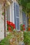 Historic building with Geranium flower boxes