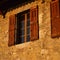 Historic building with window shutters