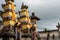 Historic building with yellow towers in Bali, Indonesia