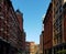 Historic buildings along Harrison Street in the Tribeca neighborhood of New York City