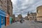 Historic buildings alongside of George IV Bridge, elevated street with view towards Royal Mile and Bank of Scotland, Edinburgh, UK