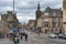 Historic buildings alongside of George IV Bridge, elevated street with view towards Royal Mile and Bank of Scotland, Edinburgh, UK