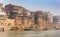 Historic buildings at the Ganga Mahal Ghat of Varanasi