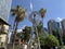 Historic buildings and modern skyscrapers in the restored Sarona quarter