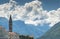 Historic Buildings in Perast, Montenegro with Mountains in the Background