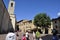 Historic Buildings from Piazza del Duomo Square in the Medieval San Gimignano hilltop town. Tuscany region. Italy
