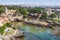 Historic buildings and rock bridge in Cascais