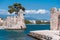 Historic buildings in the sea at Naupact, Greece