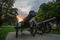 Historic cannons in front of the bonn university building in the