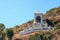 Historic Catalina chimes tower above Avalon, California.