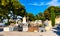 Historic cemetery aside Saint Hospice church in Saint-Jean-Cap-Ferrat resort town on Cap Ferrat cape in France