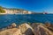 Historic center of Bastia with Joannis Babtistes Cathedral and harbour