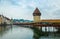 Historic center of Luzern, tower and wooden Chapel Bridge, Switz