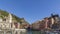 The historic center of Vernazza on a sunny day and blue sky, Cinque Terre, Italy