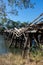 Historic Chinamans Bridge over the Goulburn River near Nagambie in Australia.