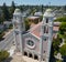 Historic church in Petaluma, California from the air